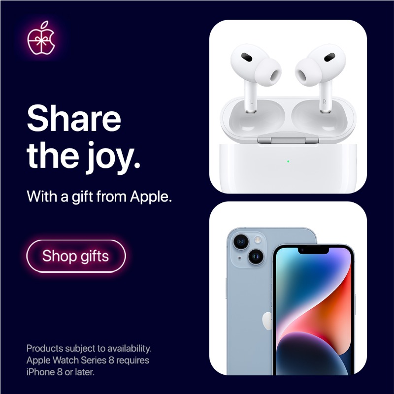 Apple's tweet photo. Share the joy this holiday season with a gift from Apple.