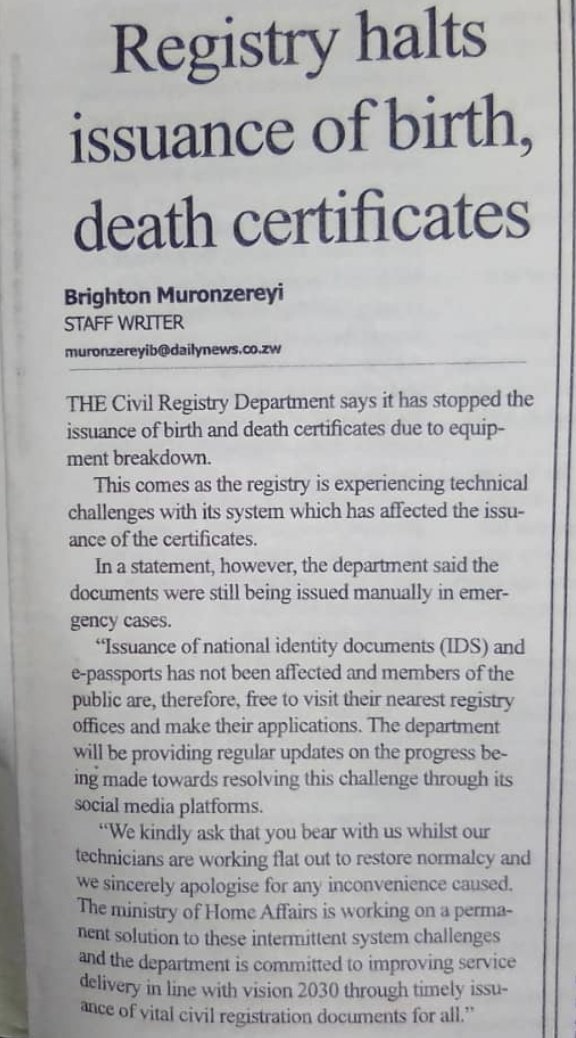 trvisser's tweet photo. @CivilRegZim Can you please update us on where the process for applying for copies of old birth, death &amp; marriage certificate is at? https://t.co/UuNOCNWNjK