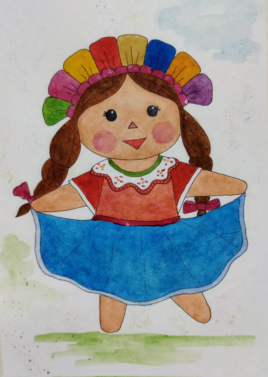 Acuarela en papel. Juguetes tradionales de México, la muñequita Lele, también conocida en algunas zonas como María. La encuentras en: 
etsy.com/es/shop/ArteGa…
#AcuarelaEnPapel
#AcuarelaOriginal
#JuguetesTradicionales
#MuñecaLele
#ArteGatitoEstudio
#EtsyShop
#EtsySeller