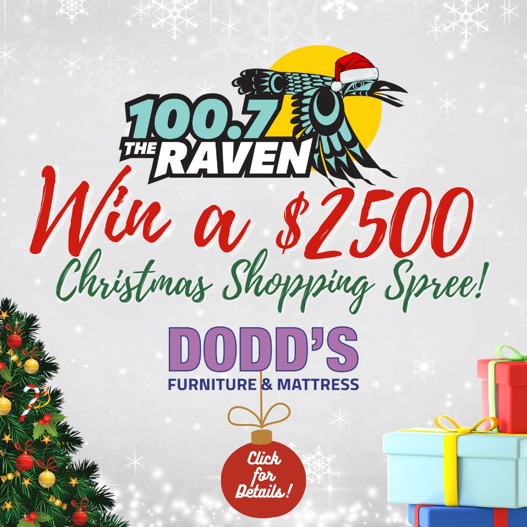 The Raven Christmas Giveaway is on!! 🎅
One lucky listener will win a $2500 shopping spree at Dodd's Furniture and Mattress
Details: theraven.fm