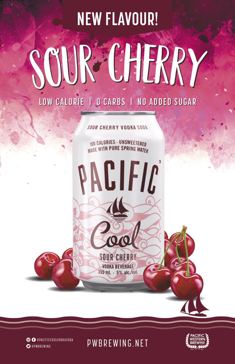 pwbrewing's tweet photo. Sour Cherry #PacificCoolVodkaSoda can be found in 6 packs at participating private retailers, as well as in our Pacific Cool Mixer packs in stores now across #BritishColumbia and #Alberta! ⛵️

#PacificCool #VodkaSoda https://t.co/TsuMqMWnIj
