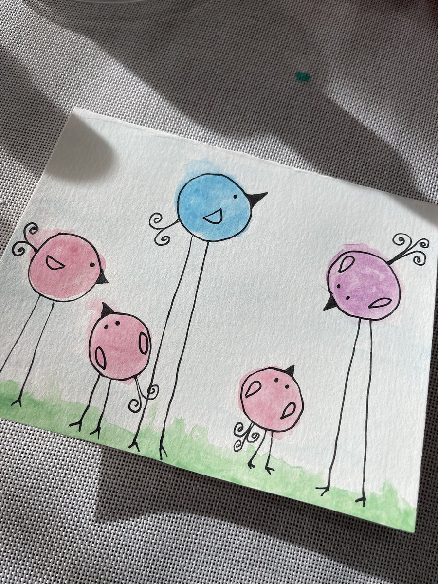 I am teaching myself how to paint with watercolor paints—I am no artist, but it is fun! I like to paint cards for friends! #12DaysTwitter #VBhasjoy