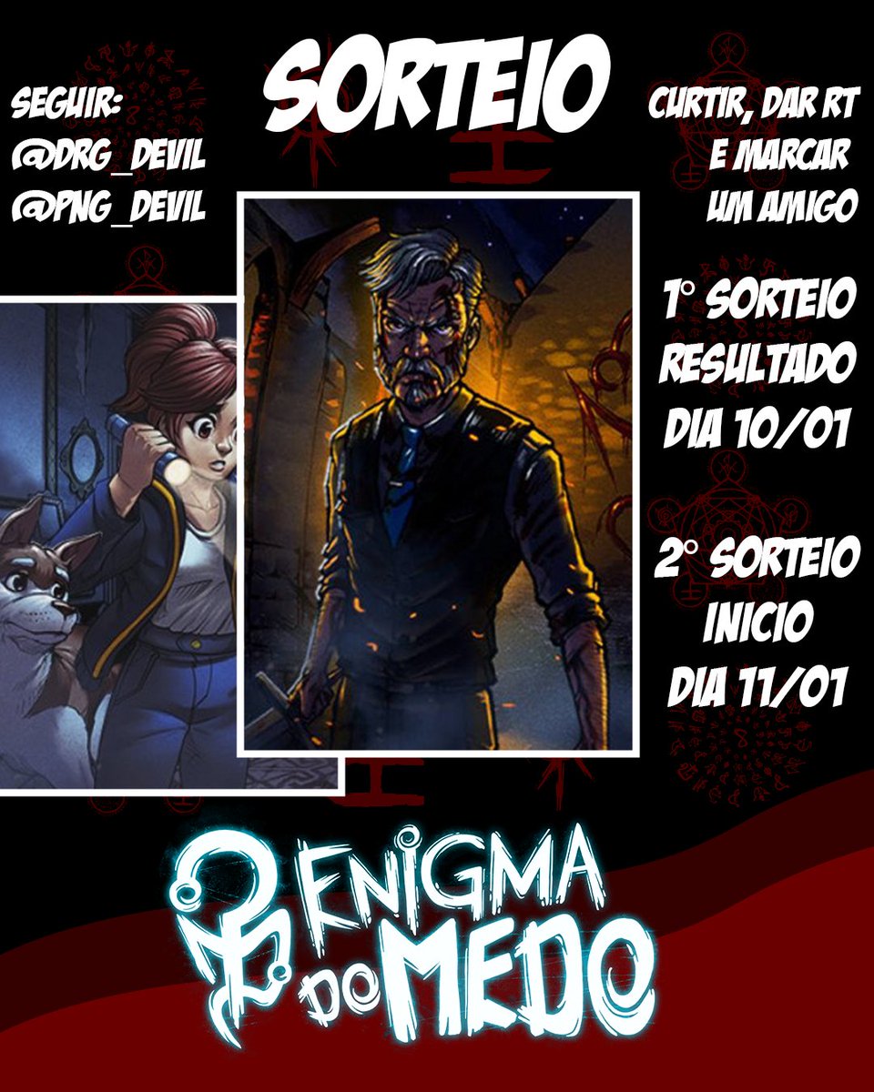 🚨SORTEIO ENIGMA DO MEDO!!🚨

O PREMIO SERA 1 CHAVE CONTENDO O JOGO ENIGMA DO MEDO! BUNDLE DO MEDO!!

O SEGUNDO SORTEIO SERA A VERSAO STANDART! 

SEGUIR: 
@DRG_devil 
<a href="/PNG_Devil/">Devil 👑🐉 #HEXATOMBE</a> 

CURTIR, DAR RT E MARCAR UM AMIGO!!

📅RESULTADO DIA: 10/01/23 📅🚨

BOA SORTE!! ✨