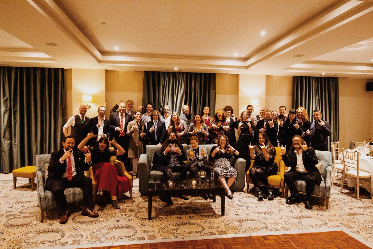 romerogamesltd's tweet photo. 🎄🤘 Some scenes from our 2022 company Christmas Party! 

It’s always great to get together like this. A big thanks to everyone who came to celebrate — especially those who flew in from other countries! 🤍❄️ https://t.co/hf5DySHJrz