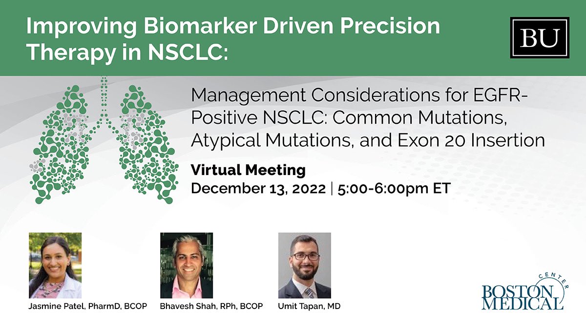 Our last CE of the biomarker 🧬series is tomorrow 12/13 at 5PM EST. Join us to discuss EGFR mutations in 🫁 NSCLC. Free live credit for physician, nurse & pharmacists: protect-us.mimecast.com/s/sfO2Cv25D4SV… #twitteRx #oncopharm #targetedtherapy