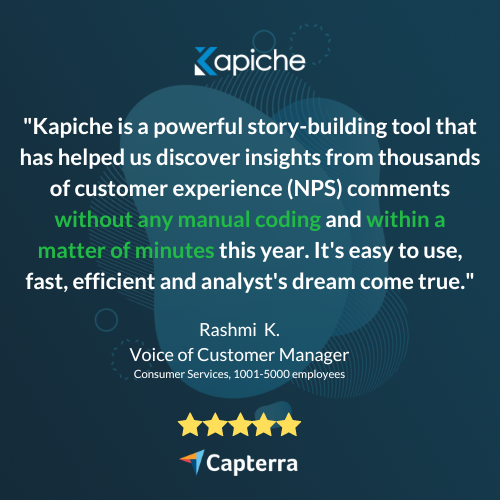 kapicheofficial's tweet photo. Kapiche delivers insights in minutes with no manual coding. But don't take our word for it. Listen to our customer Rashmi! ⬇️

Are you getting these kind of results from your insights platform?

If not, maybe it's time for a change.

#insights #customerinsights https://t.co/VNtUMtHBFo