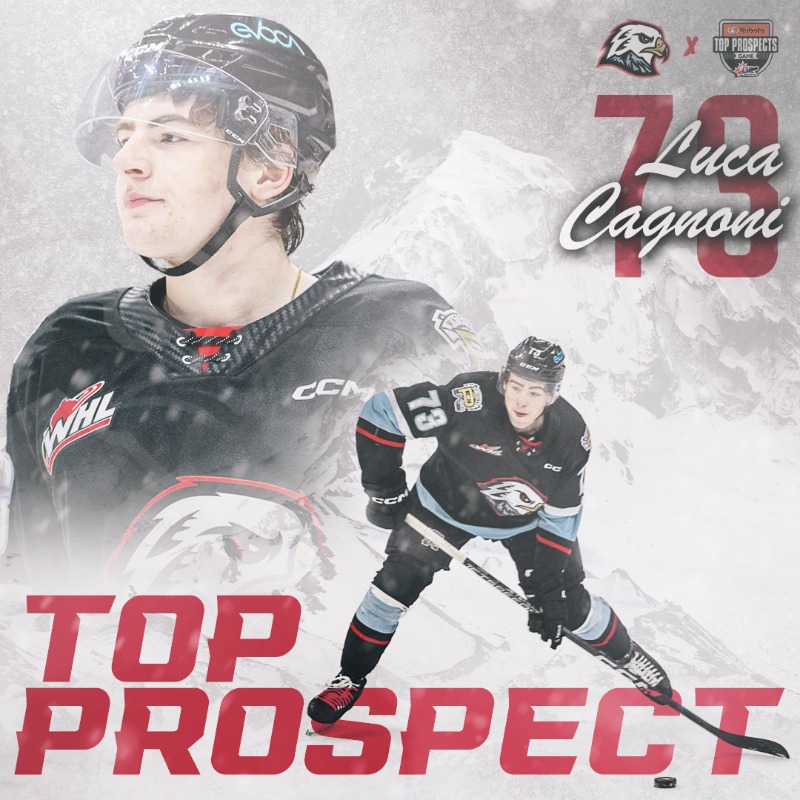 pdxwinterhawks's tweet photo. SHOWTIME 🎬

Luca Cagnoni has been invited to the 2023 Kubota CHL/NHL Top Prospects Game! 

#CHLKTP