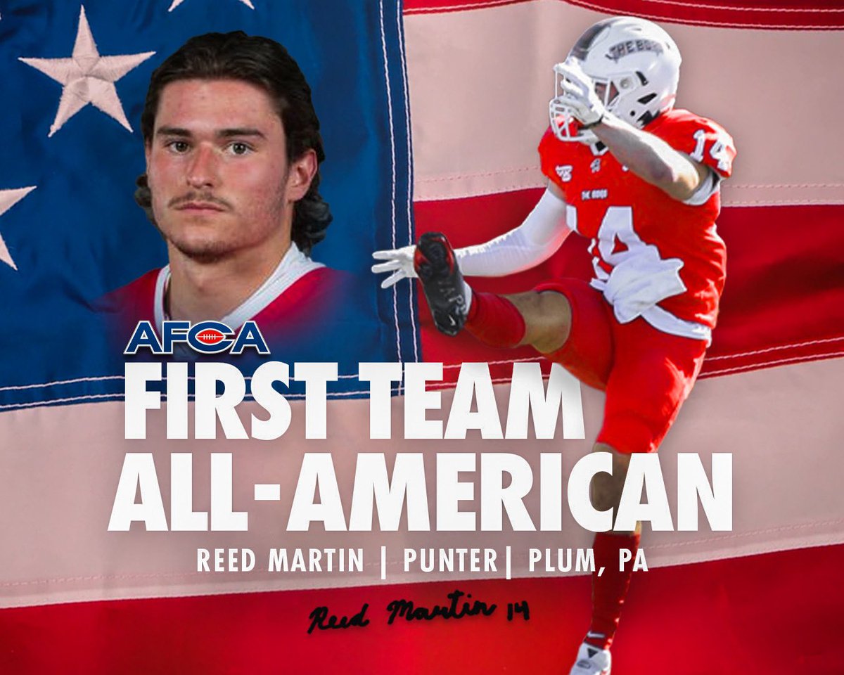Congratulations to Reed Martin on being named First-Team AFCA All-American! 🇺🇸