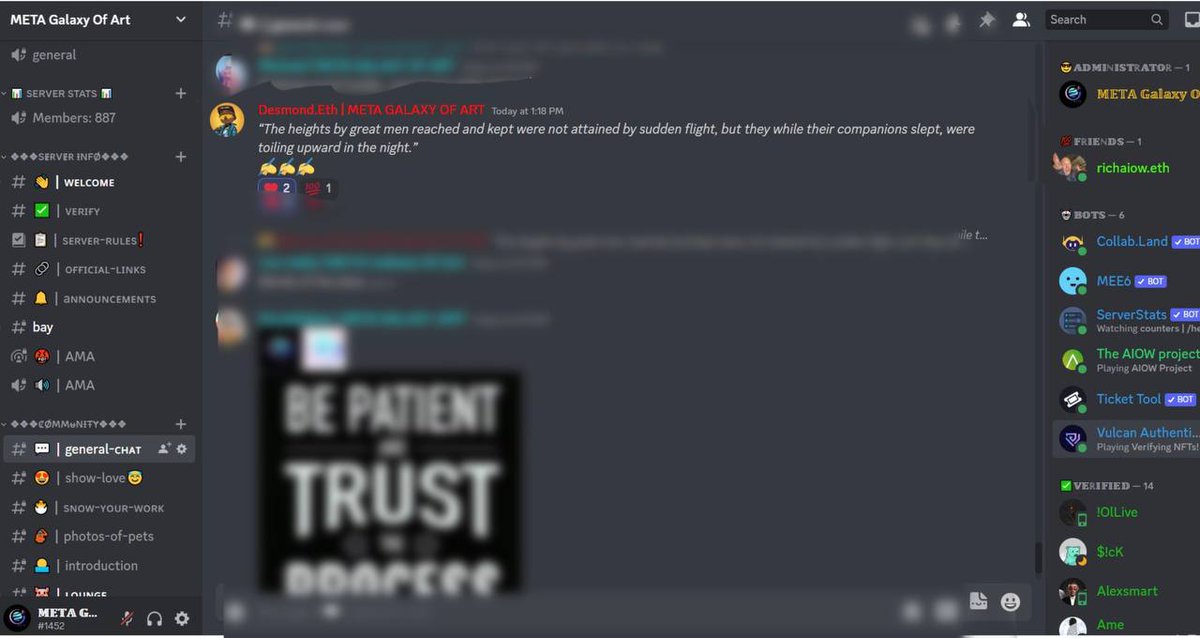 #METAGalaxyOfArt #family 

@_DesmondEth your words penetrate the depths of our hearts❤️
Our team is sincerely glad that our project has such a wonderful friend🫂✊
P.S.🙌