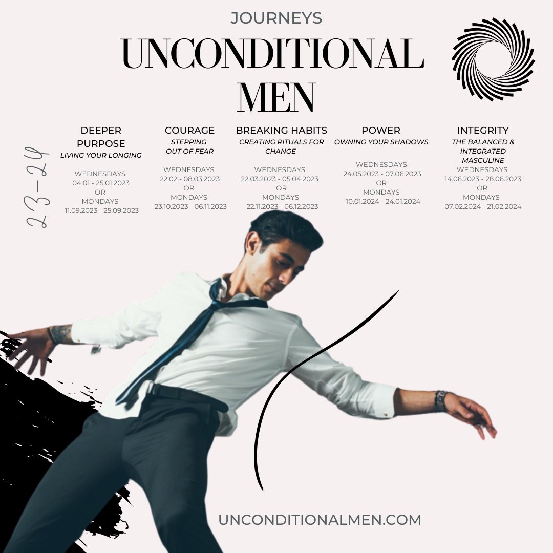 menscircles's tweet photo. Unconditional Men Journeys are holistic online leadership courses, designed for entrepreneurs &amp; change-makers to bring regenerative &amp; impactful change to their organisations, communities &amp; interpersonal relations around them, in a new and foundational way
https://t.co/0KG7I90VYF https://t.co/CWbXSUgsmJ