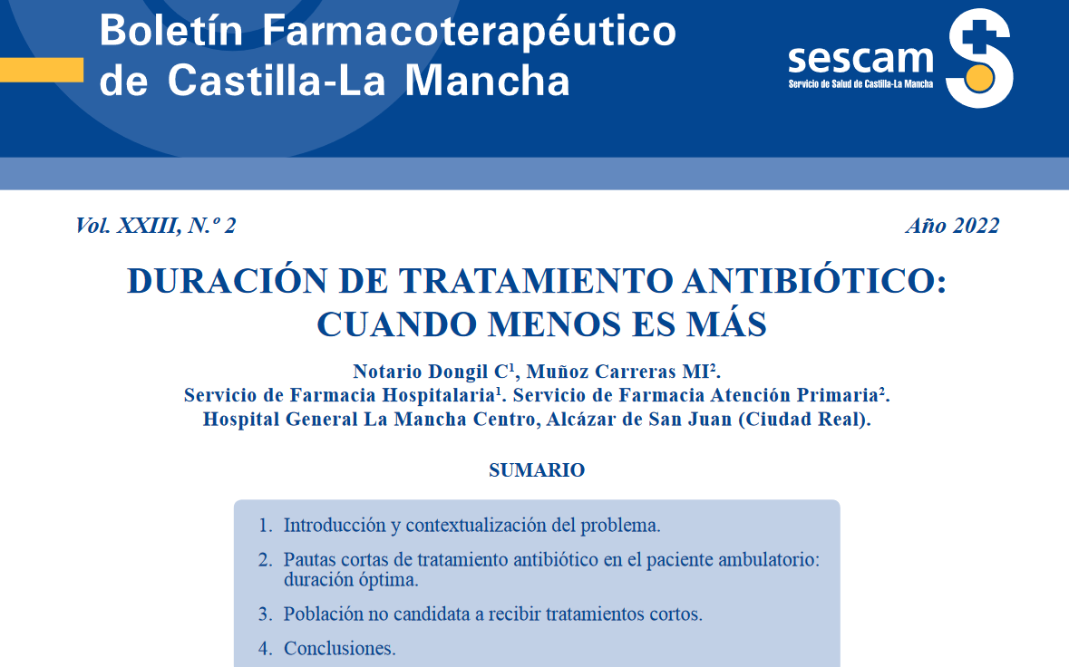 areafarmaciase1's tweet photo. "Duración de tratamiento antibiótico:
cuando menos es más"
Consulta nuevo Boletín Farmacoterapéutico aquí👇👇
https://t.co/R9XQxiYNWo https://t.co/T5OoxCedIP