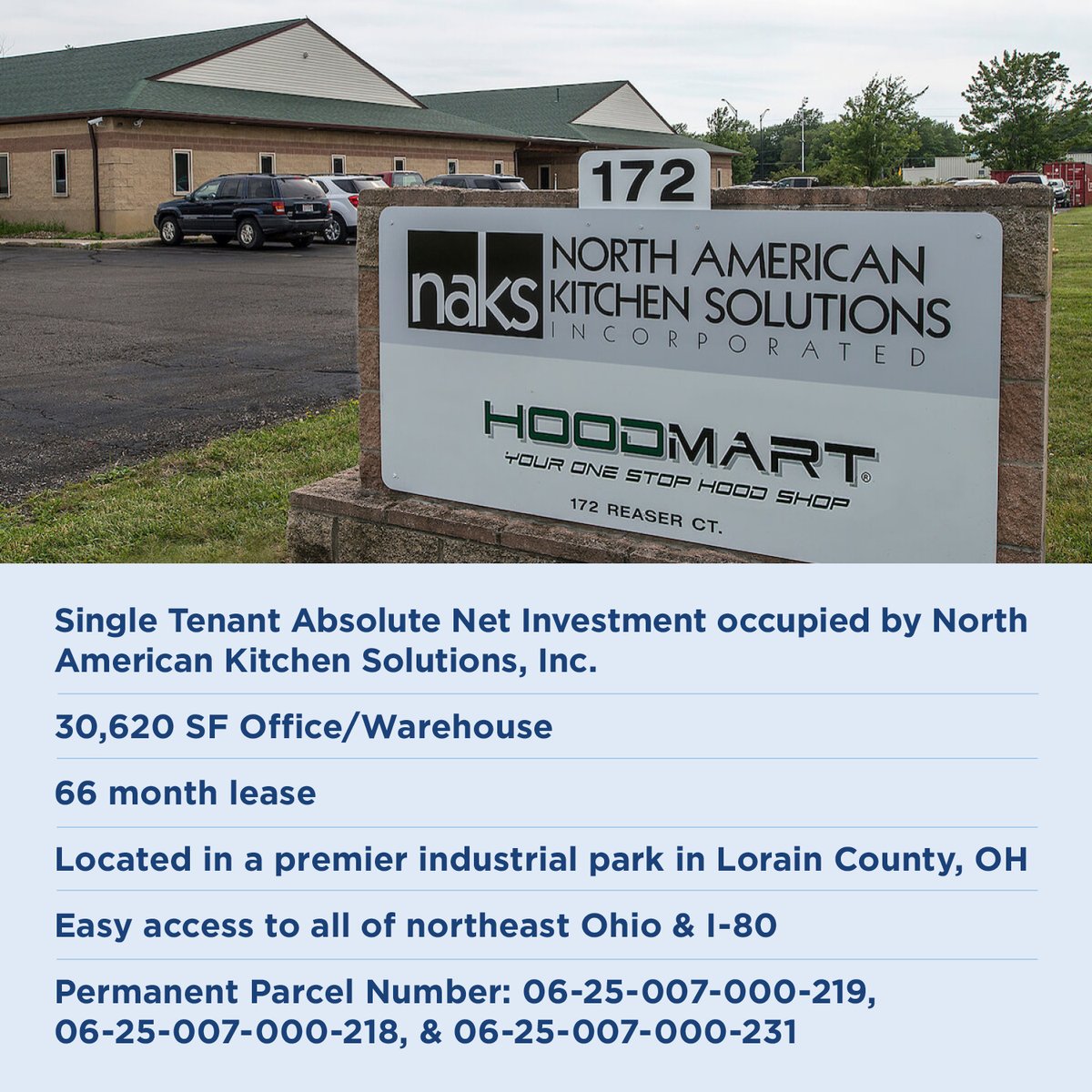 RealEstateCPP's tweet image. INVESTMENT SALE: 172 Reaser Court, Elyria, OH 44035. Contact Gerilyn Gleason for more information.

#investmentsale #hoodmart #elyria #office #warehouse #singletenant #commercialrealestatebroker #clevelandrealestate #commercialrealestateforsale #cpp #commercialpropertypartners