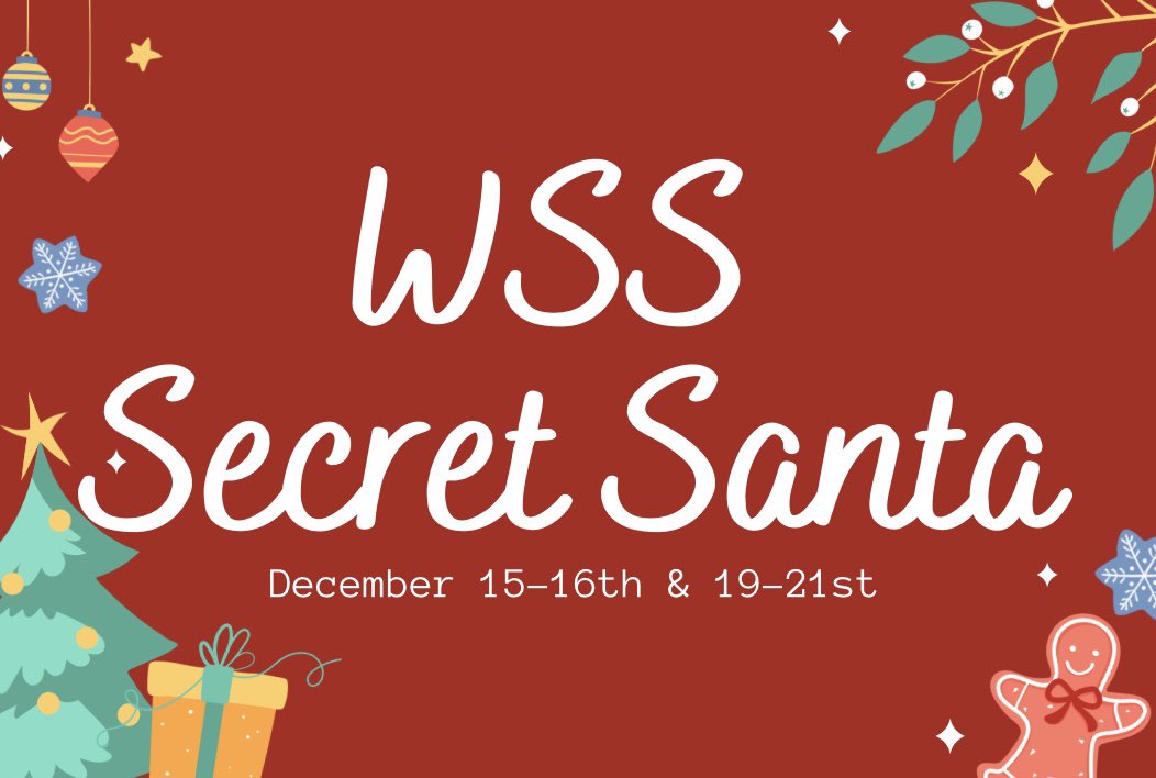 Mission Secret Santa is about to take off! Starting this Thursday all secret Santa’s can drop off their gifts in the shop area before school and then pick up their gift AFTER 1st hour! This weeks gifts should be no more than $5 per day! Tip: Don’t put your own name on the gift ;)