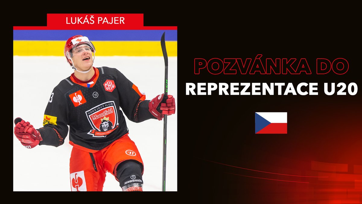 MountfieldHK's tweet photo. 🇨🇿 Na přelomu roku se v kanadských městech Halifax a Moncton uskuteční mistrovství světa juniorů, v širší nominaci figuruje také hradecký Lukáš #Pajer. Gratulujeme, Paji! 👏 https://t.co/8zOxNMeeck