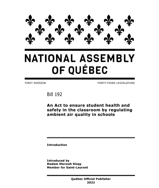 RougeMatisse's tweet photo. 🧵
1. This is Québec legislature Bill 192, "An Act to ensure student health and safety in the classroom by regulating ambient air quality in schools" which was submitted on December 7th.
@vic_than, @marwahrizqy, @TwitteeBoy, and I have worked on it.
https://t.co/2ym4P8sNFL https://t.co/rpjV1Rmee1