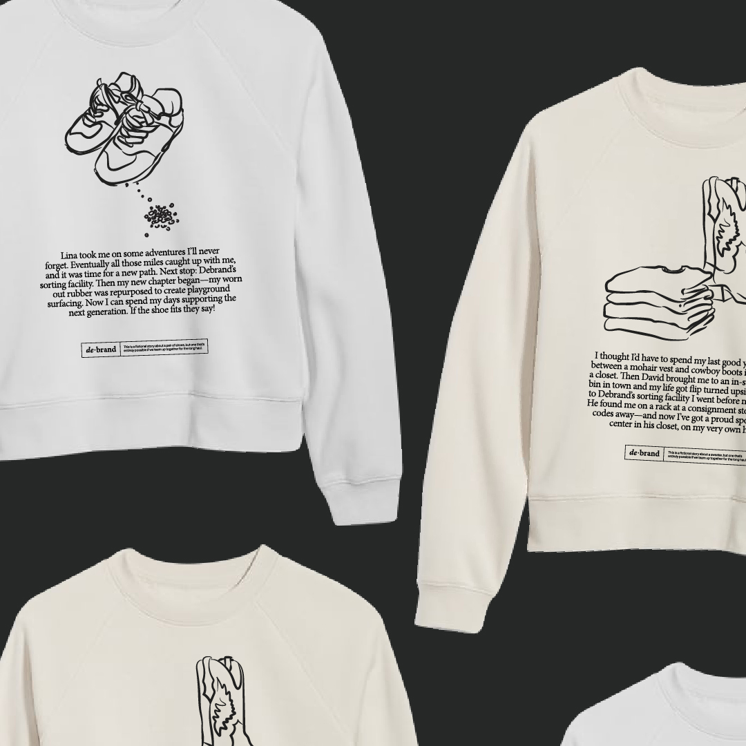 We had a lot of fun capturing Debrand’s sortation and reverse logistics process for their team apparel at #TextileExchange 22. Fictional second-life stories and playful illustrations made their complex tech playful and memorable. 
#mondaywork #illustration #design #apparel