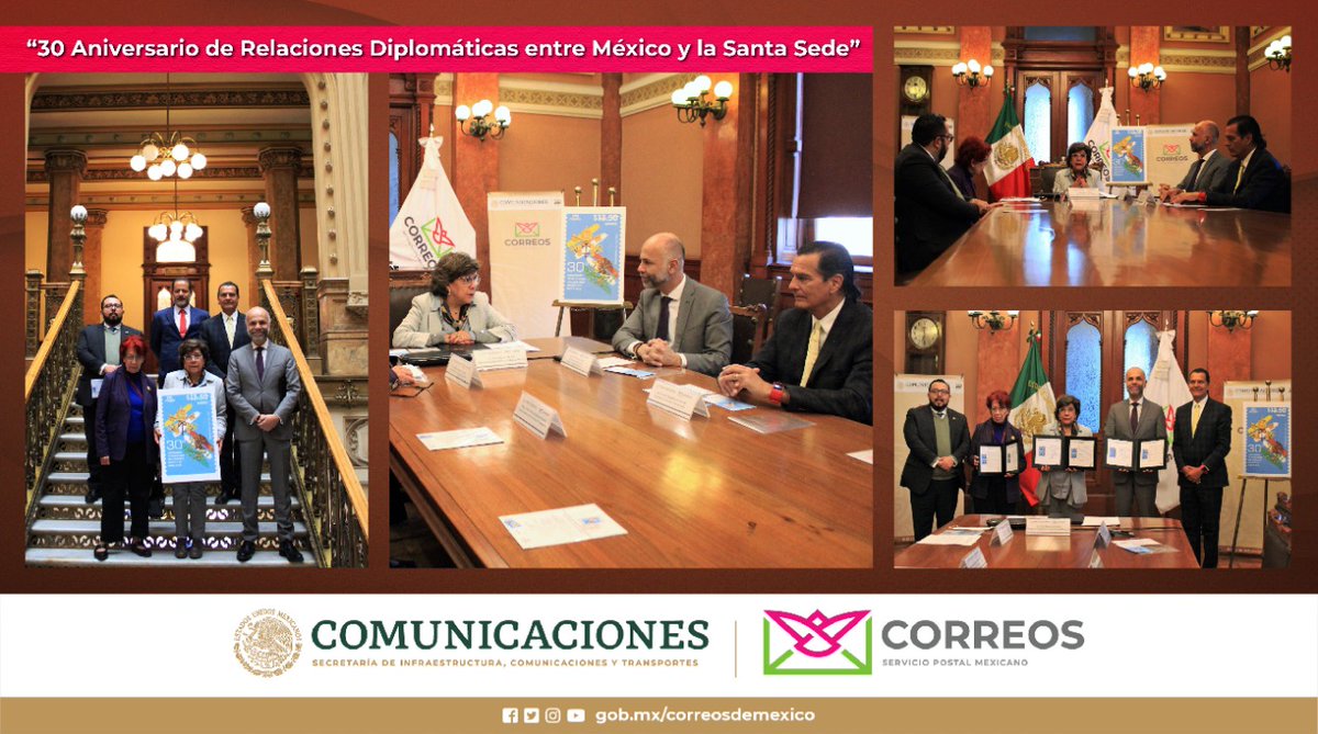 Dentro del #PalacioPostal, realizamos una emotiva Cancelación de la Estampilla Postal “30 Aniversario de relaciones Diplomáticas entre México y la Santa Sede”.