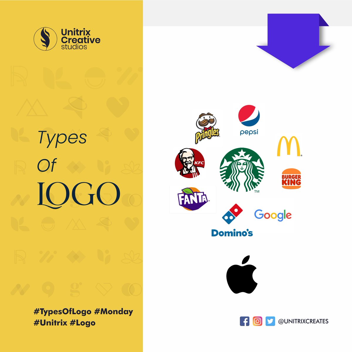 unitrixcreates's tweet image. Your logo must be memorable, unique, and relevant. Hence, knowing what type best represents your brand is vital.

In all, there are about seven types; letter mark, mascot, wordmark, pictorial, abstract, emblems, and combination logotypes. #unitrix #thread