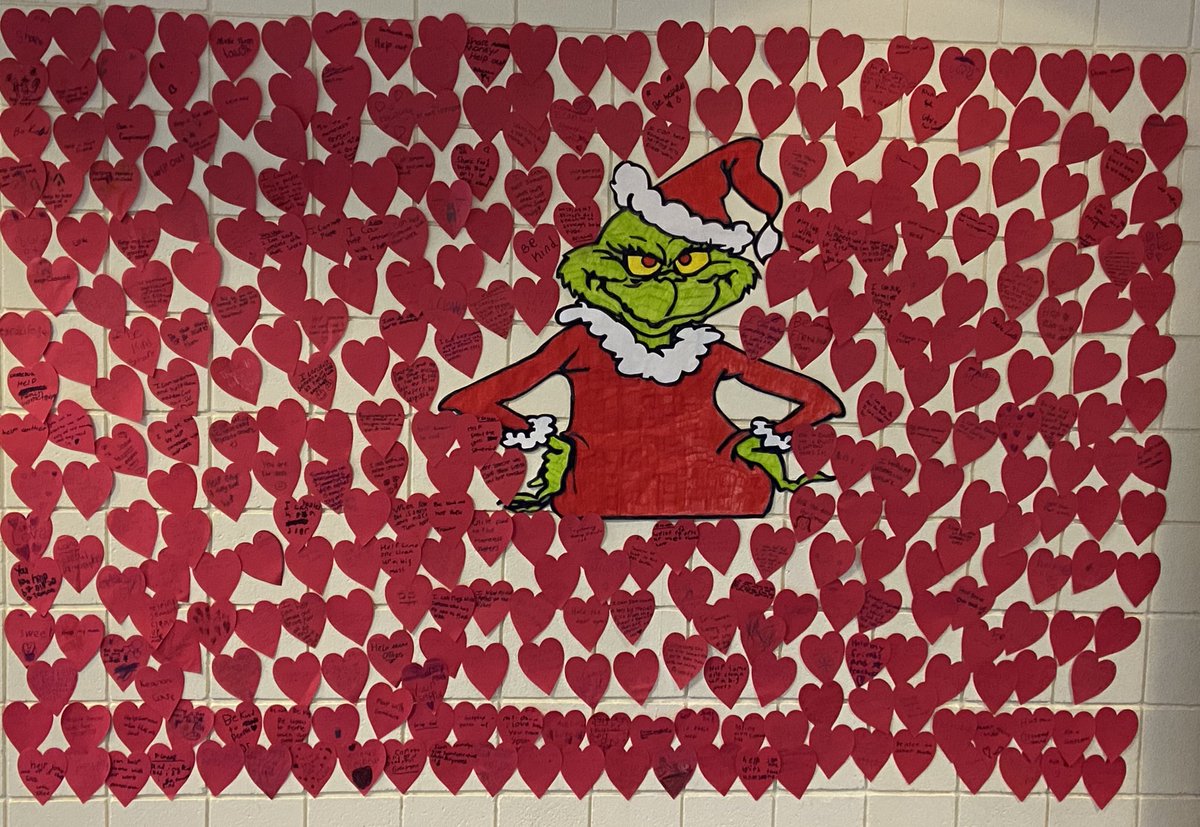 The Grinch’s small heart grew 430 sizes today at IRA! All of our students wrote about ways they can spread/show kindness everyday! This was by far my favorite Holiday project so far ♥️ #KindnessMatters #scchat #buildingbetterhumans