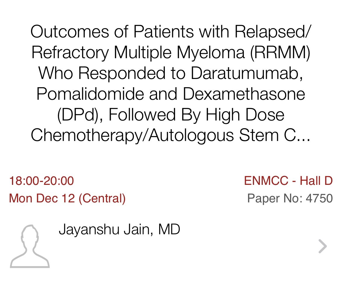 KU Heme Onc Fellowship (@kuhemoncfellow) on Twitter photo Stop by to see our fellow Dr JJ Jain discuss myeloma outcomes at #ASH22 poster session tonight! Poster 4750, collaborating with <a href="/NausheenAhmedMD/">Nausheen Ahmed MD</a> <a href="/Abdallah81MD/">Al-Ola A Abdallah MD (USMIRC)</a> <a href="/leshune/">Leyla Shune MD</a> <a href="/KUPathology/">KU Pathology & Laboratory Medicine</a> <a href="/kczmj/">Zahra M, PharmD, MBA, BCOP, FHOPA</a> from <a href="/KUcancercenter/">KU Cancer Center</a> #USMIRC Stop by to see our fellow Dr JJ Jain discuss myeloma outcomes at #ASH22 poster session tonight! Poster 4750, collaborating with <a href="/NausheenAhmedMD/">Nausheen Ahmed MD</a> <a href="/Abdallah81MD/">Al-Ola A Abdallah MD (USMIRC)</a> <a href="/leshune/">Leyla Shune MD</a> <a href="/KUPathology/">KU Pathology & Laboratory Medicine</a> <a href="/kczmj/">Zahra M, PharmD, MBA, BCOP, FHOPA</a> from <a href="/KUcancercenter/">KU Cancer Center</a> #USMIRC