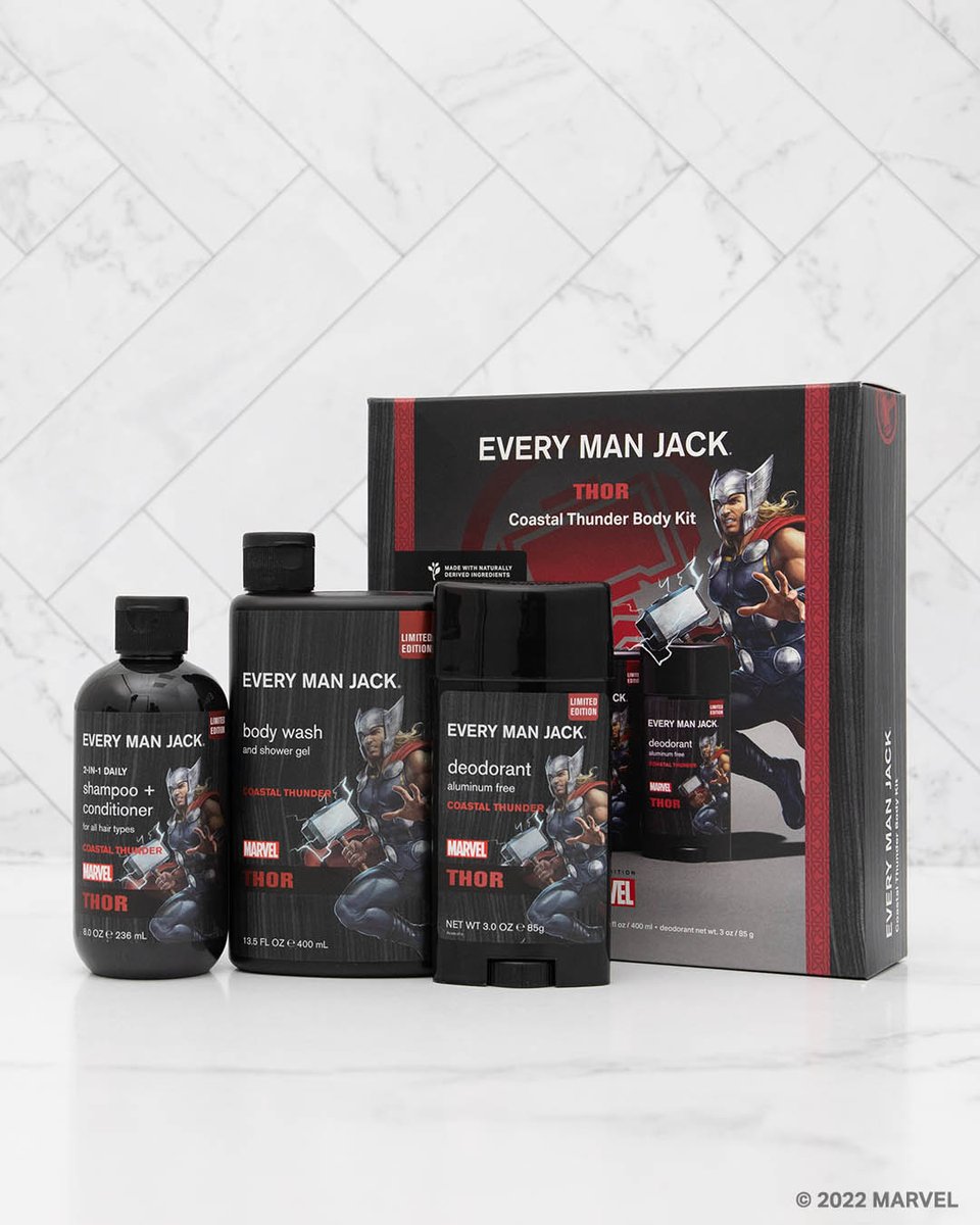 🚨Special Announcement 🚨Thor is officially joining the Every Man Jack
Super Hero team. Be sure to head to your local <a href="/Walmart/">Walmart</a> to pick up the Coastal
Thunder Body Kit!
