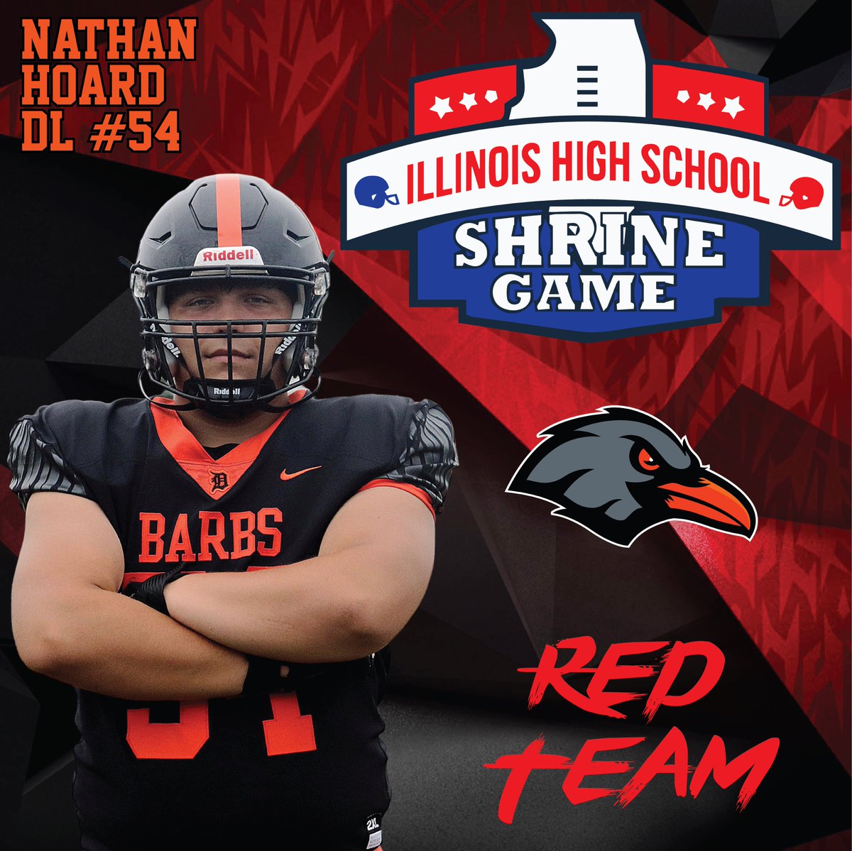 Congrats to Nathan Hoard for being selected to play in the Illinois Shrine Game! #TeamRed
