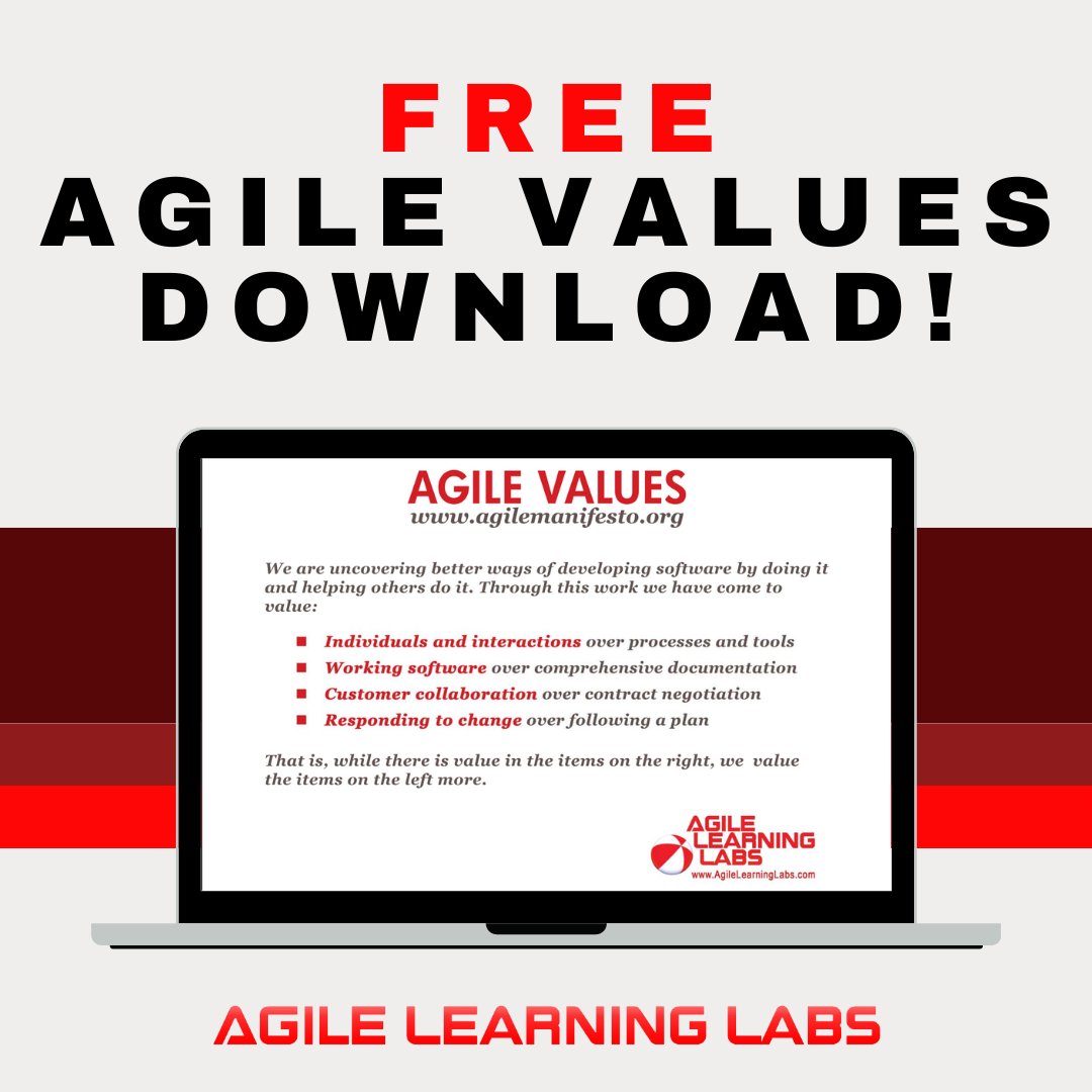 The agile values guide all aspects of how we work. That's why we created our free #AgileValues download. It's a reminder for your whole team, so you can stay focused on what's important.

Get your free download now! bit.ly/3Uzc7UL