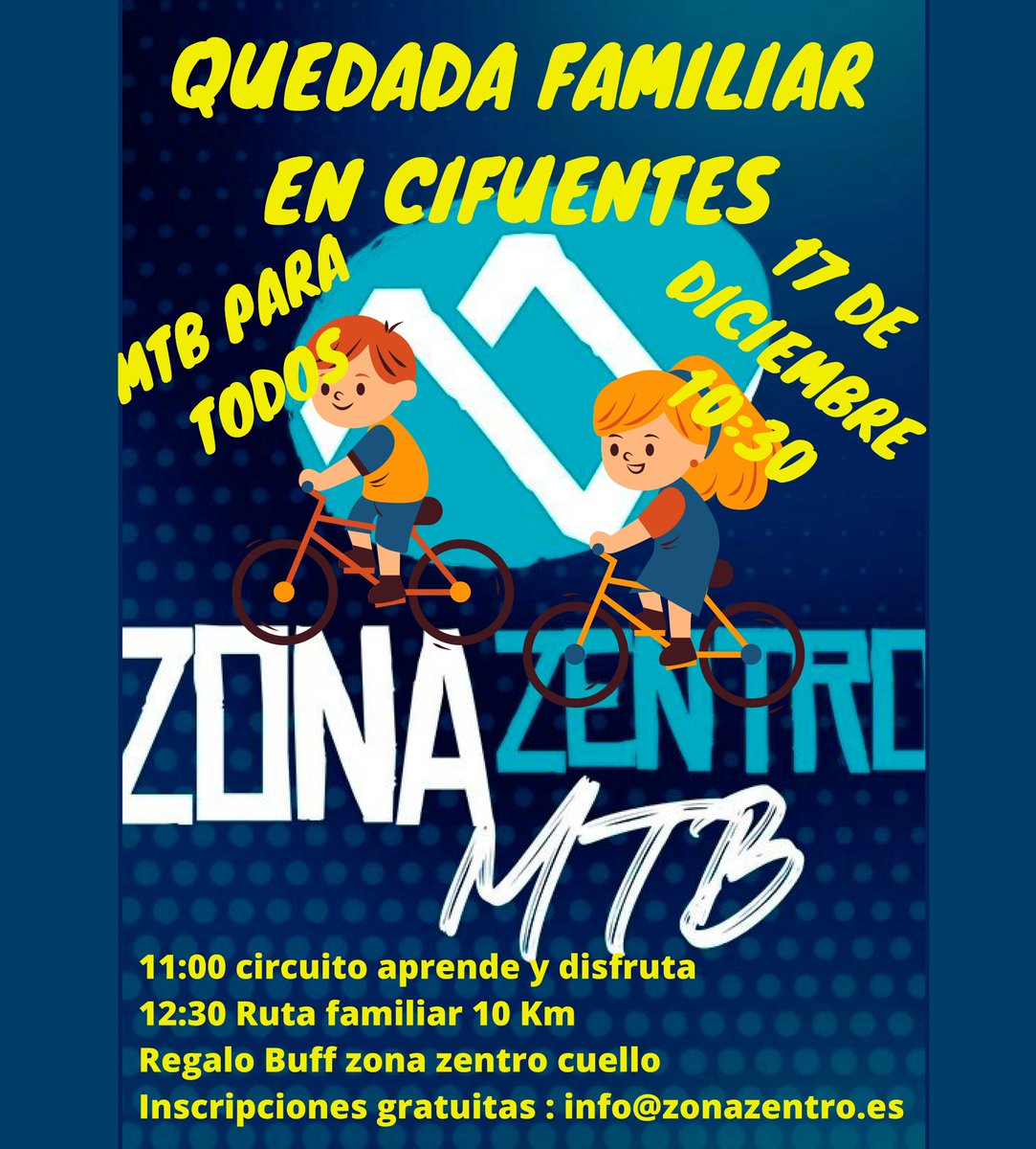 💫🚴‍♀️🚴🚴‍♂️¡El próximo sábado 17 de diciembre os esperamos con los peques y vuestras bicis en #Cifuentes (Guadalajara)!

La hora de quedada será a las 10:30 en el Parque de los Manantiales.

#Cicilsmo #CastillaLaMancha <a href="/aytocifuentes/">Ayuntamiento de Cifuentes</a>