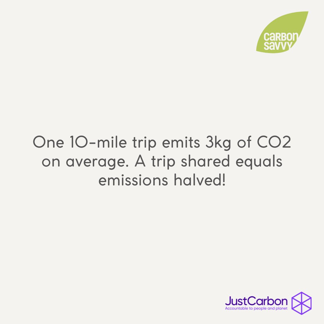 #Holiday #Countdown #ClimateAction 12/ #Share your #car #journeys to halve your #driving #emissions. One 10-mile #trip emits 3kg of #CO2 on average. A trip shared equals emissions halved! Offset your #CarbonFootprint > carbonsavvy.uk/xmas-gifts