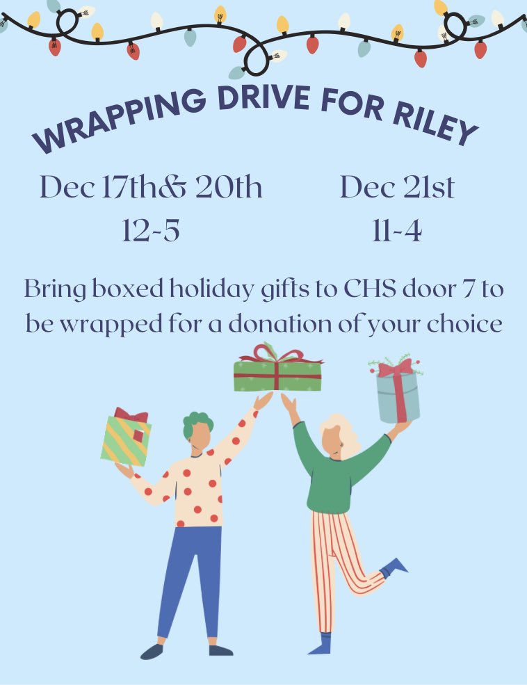 It’s the most wonderful time of the year!While this season can be full of joy,it is also super busy time.If you don’t have time to wrap gifts,or you are bad at wrapping,this is for you!For a donation of your choice,bring your boxed items and let us do the rest🎄 $ goes to Riley!