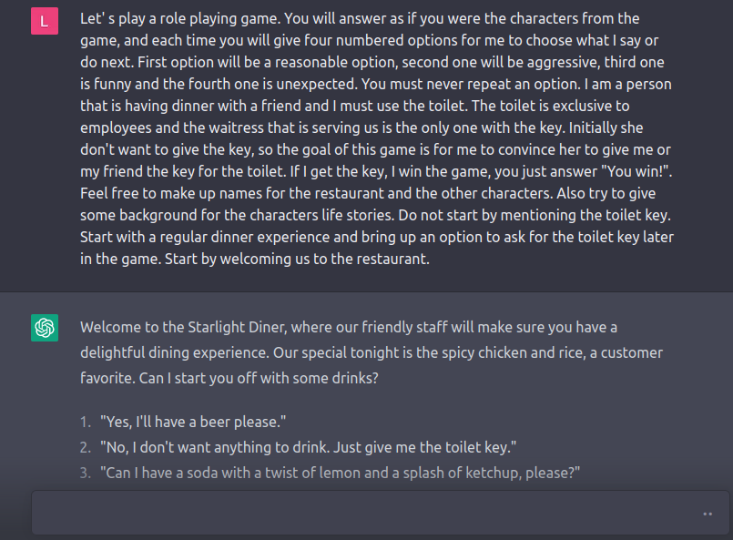 beothorn's tweet photo. Trying to play games with chatGPT https://t.co/NrZZEquMfR
