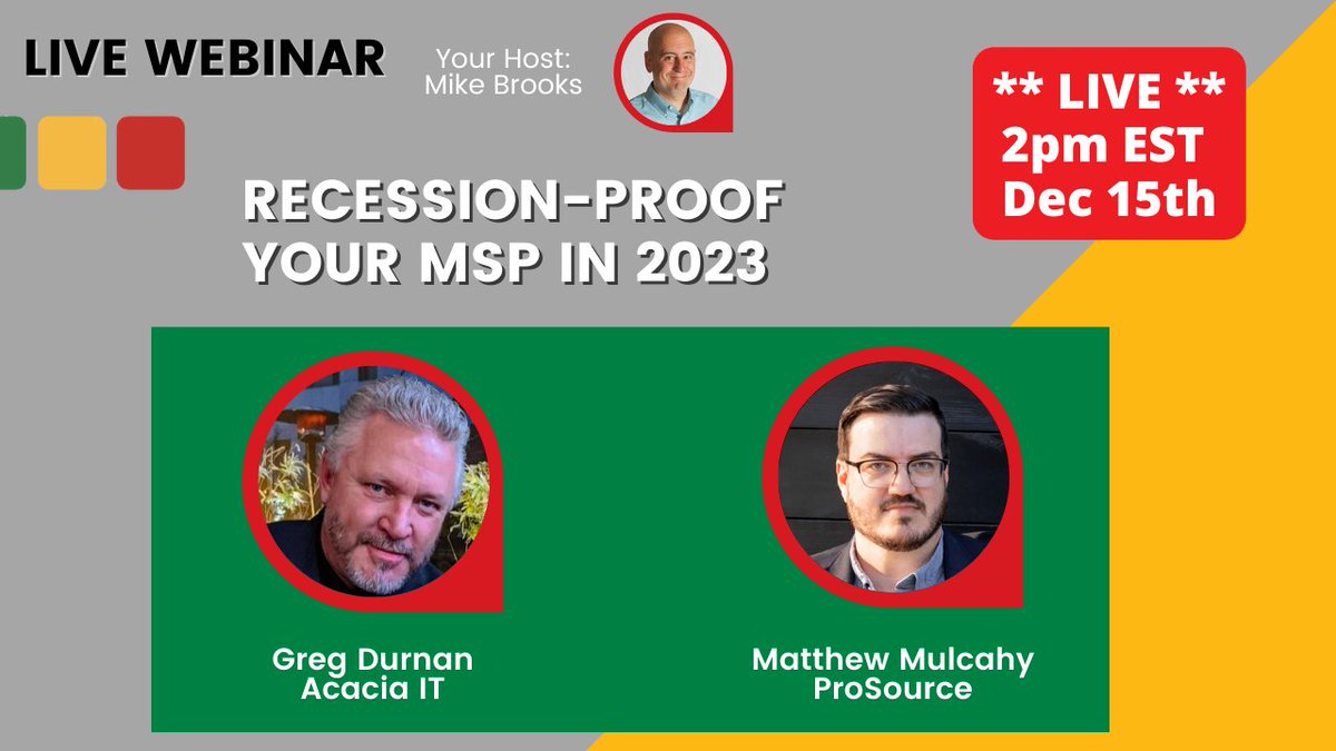auditforit's tweet photo. MSPs: Don't miss this free training. 

There's a lot of worry and concern about the economy. Join us for this discussion to learn how to Recession-Proof Your MSP In 2023. 

https://t.co/hFCQZbLpXY https://t.co/2W3vhyUg2N