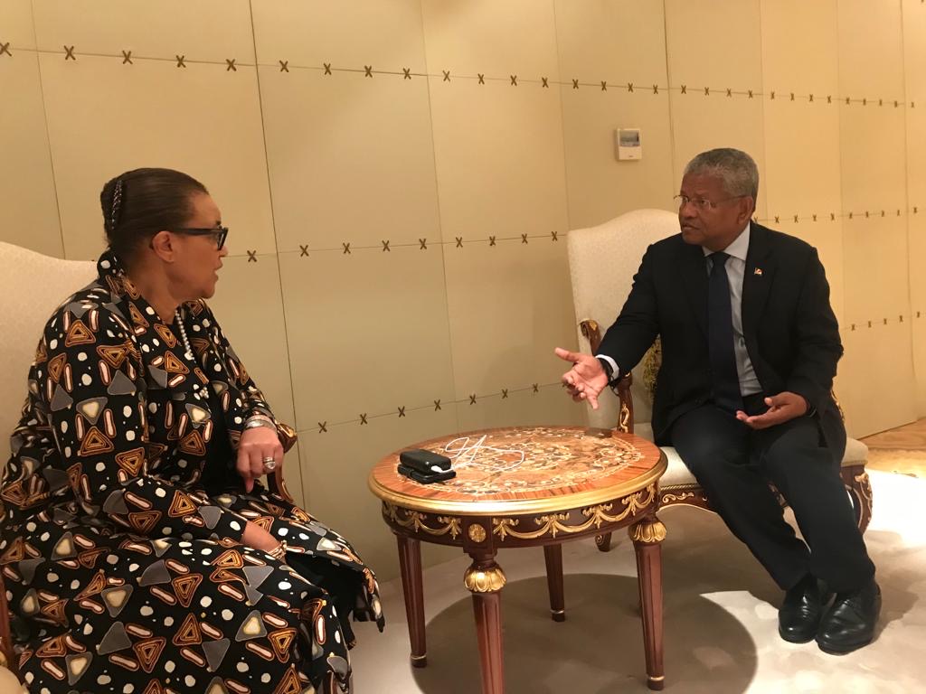 PScotlandKC's tweet photo. Insightful discussions with President Wavel Ramkalawan of #Seychelles in the margins of #OACPS Summit in Angola.

🇸🇨 continues to make breakthroughs in finding innovative &amp; sustainable solutions for the challenges it faces as a #SIDS. It has our full @CommonwealthSec support. https://t.co/Bly9edBm2v