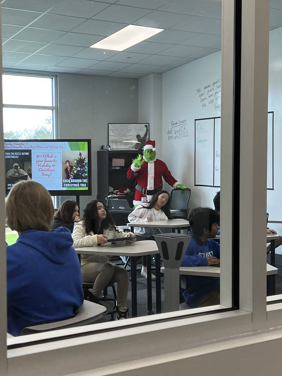The week before Christmas break…..when you are literally teaching next door to the GRINCH 🙃 <a href="/GoBucsSJHS/">Southside Jr. High</a> #HydeAndTeach #HurryUpChristmasBreak #NeverADullDayWithSessions