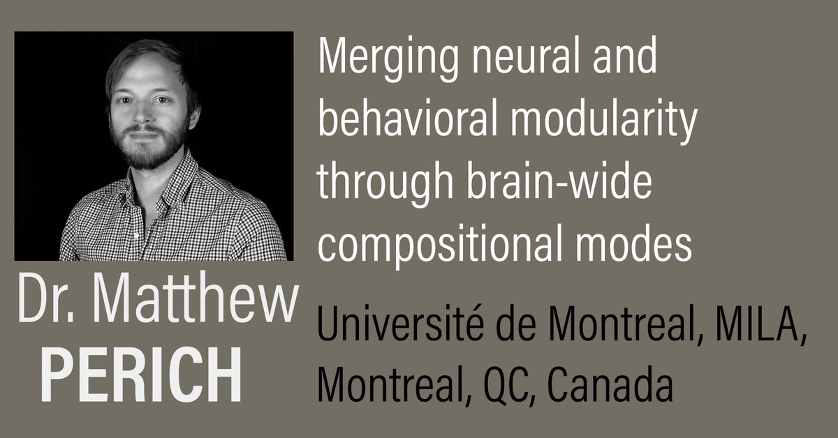 MAIN 2022 is excited to host Dr Matthew Perich <a href="/mattperich/">Matt Perich</a> (Université de Montréal &amp; Mila, QC, Canada), who will give a lecture entitled: “Merging neural and behavioral modularity through brain-wide compositional modes”.

14:30 (ET) Dec 12 @ MAIN 2022

👉 main2022.org