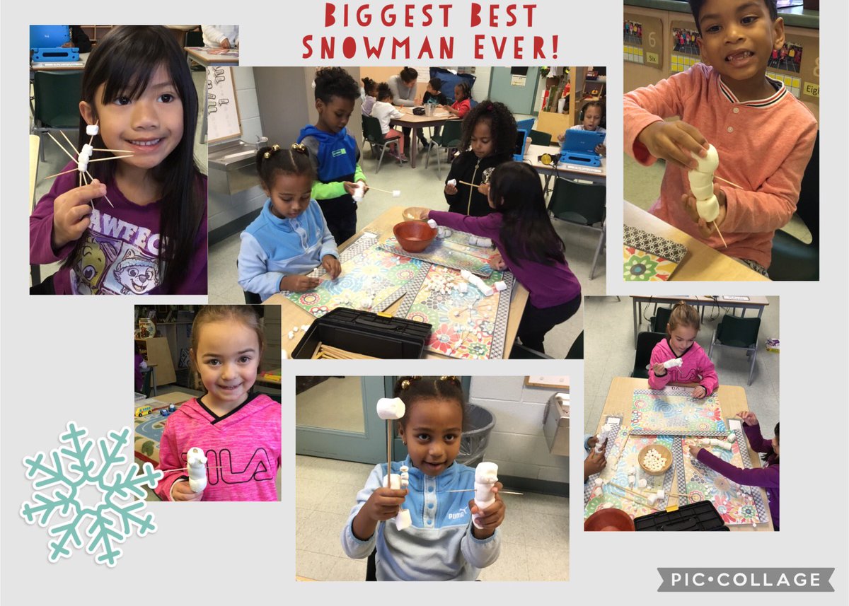 MsLoganLane's tweet photo. Today we read the story ‘The Biggest Best Snowman Ever.” Using marshmallows and various wooden tools (toothpicks, chopsticks, popsicle sticks) students used their creativity and imagination to created their very own biggest best snowman ever! @MrsChurchFDK  @stpetersaints https://t.co/JGHySDTR9T