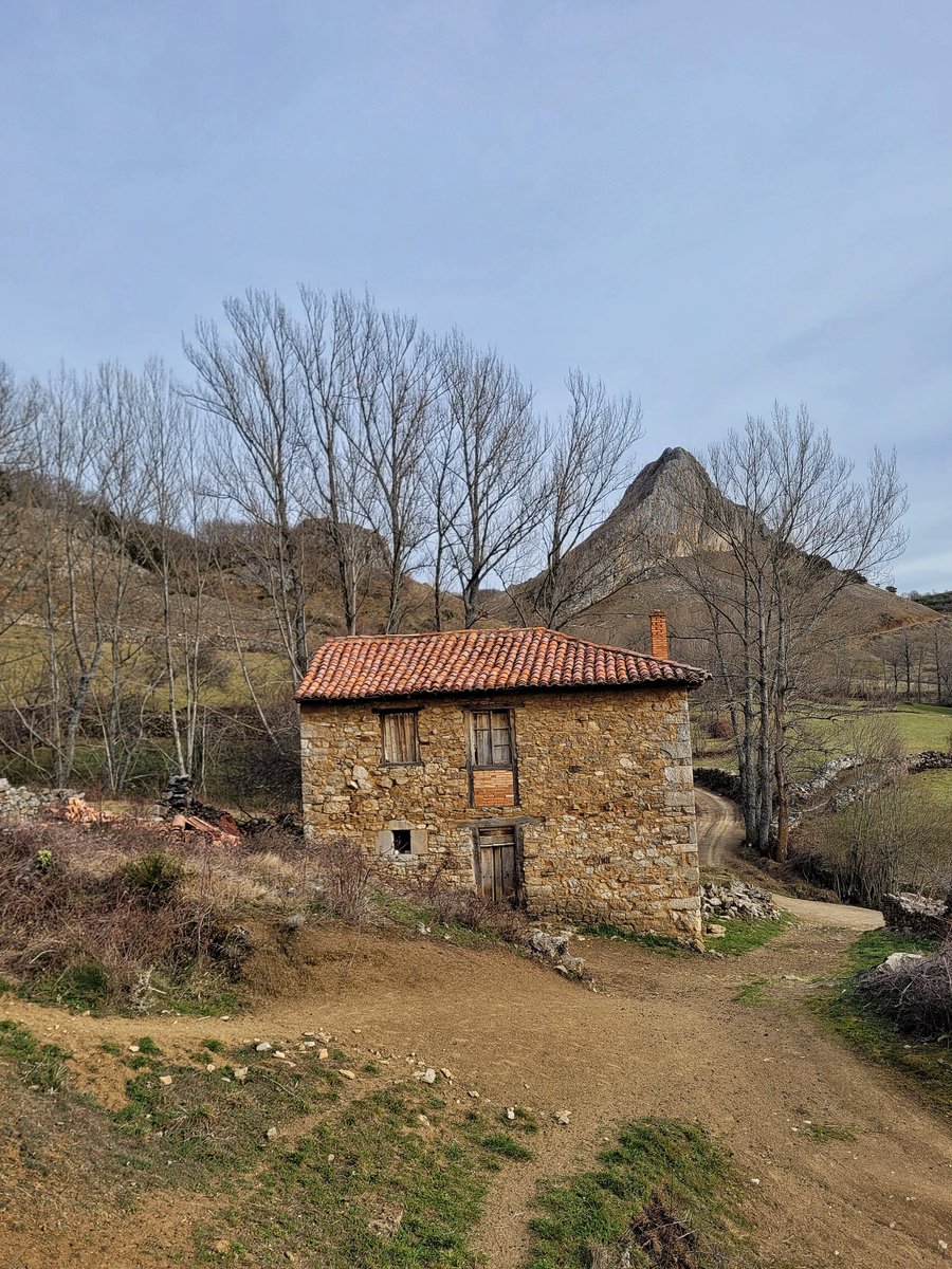 Una imagen de hoy que parece de otro tiempo, en Portilla de Luna, municipio de Los Barrios de Luna, comarca de Luna, montaña occidental leonesa. Al fondo la Peña del Palo. #montañaleonesa