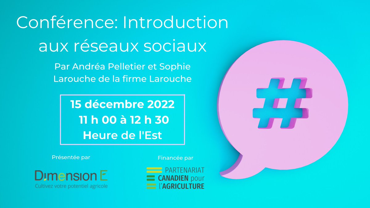 Jeudi prochain, nous sommes heureuses d'offrir une conférence entièrement gratuite sur les réseaux sociaux. 📱

Inscrivez-vous dès maintenant👉 bit.ly/3FJmFfc

#communication #agricultricesduquébec #agriculturecanada #agriculture #agricultrices #socialmedia #medias