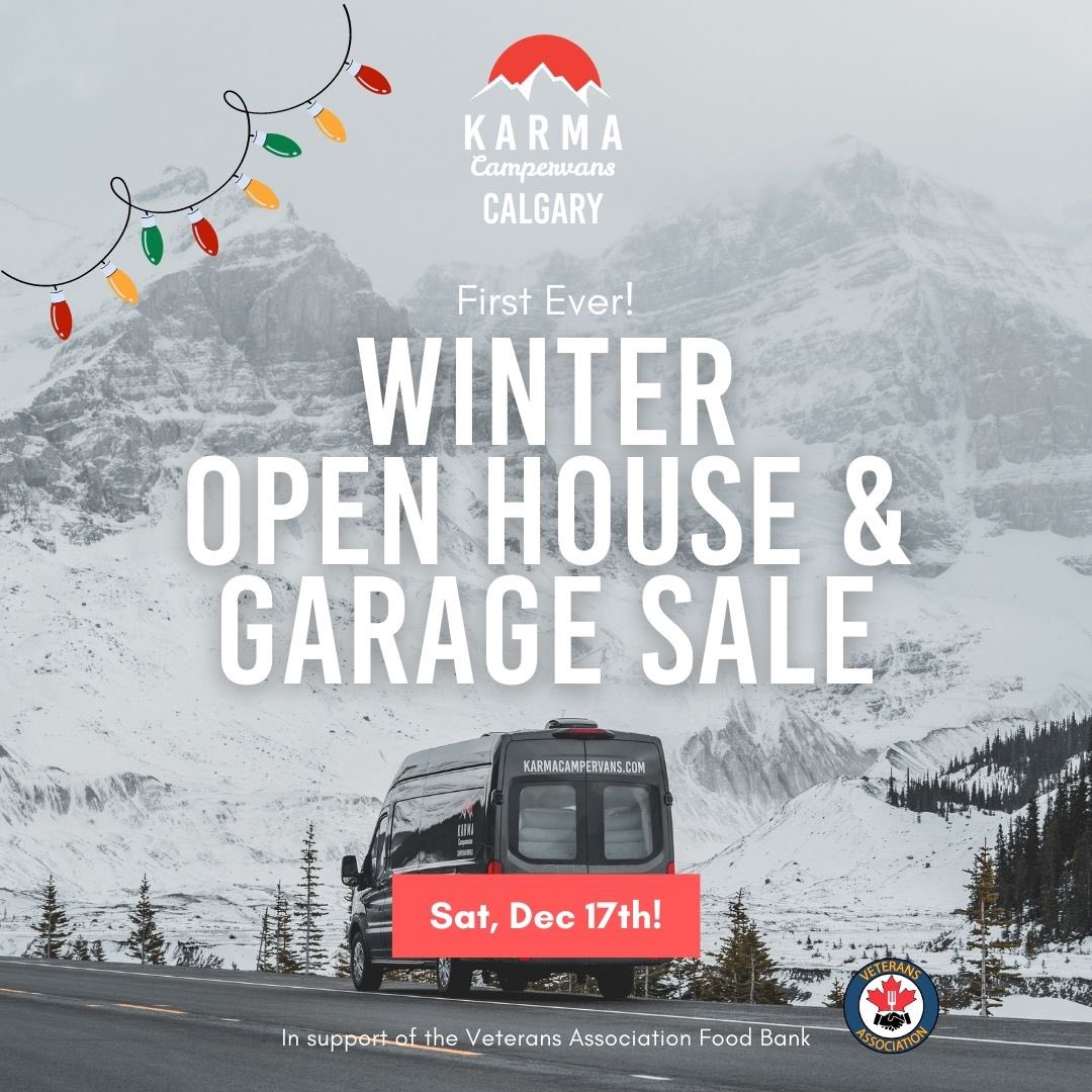 karmacampervans's tweet photo. We're opening the doors at our #Calgary location for our first ever WINTER OPEN HOUSE and GARAGE SALE in support of the Veterans Association Food Bank. 

Sat. Dec 17. 10am-2pm. 

Bring a food donation and let’s chat #vanlife! 🙌🚐🥫#yyc #yycevents https://t.co/SCHd495v4k