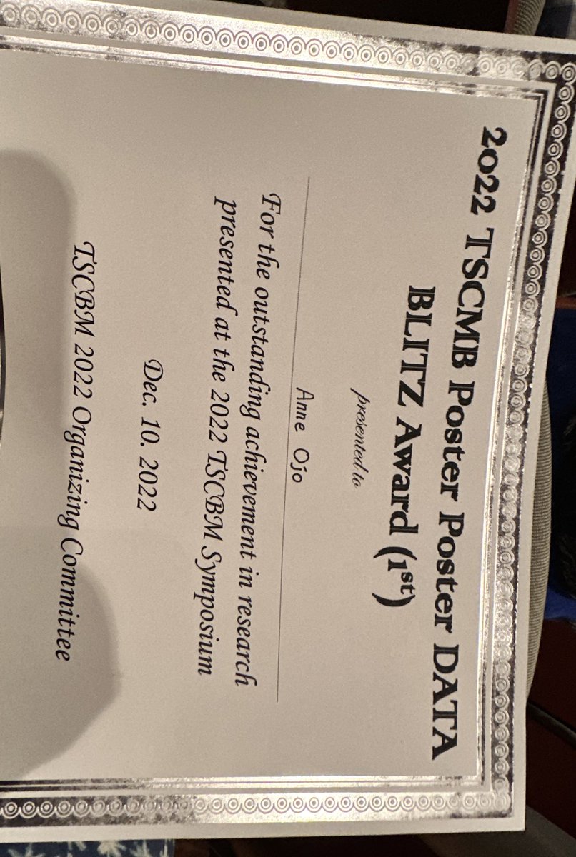 Congrats to our graduate student Anne Ojo for winning the Data Blitz competition at 2022 Texas Society for Circadian Biology &amp; Medicine Meeting (TSCBM)! Amazing presentation!