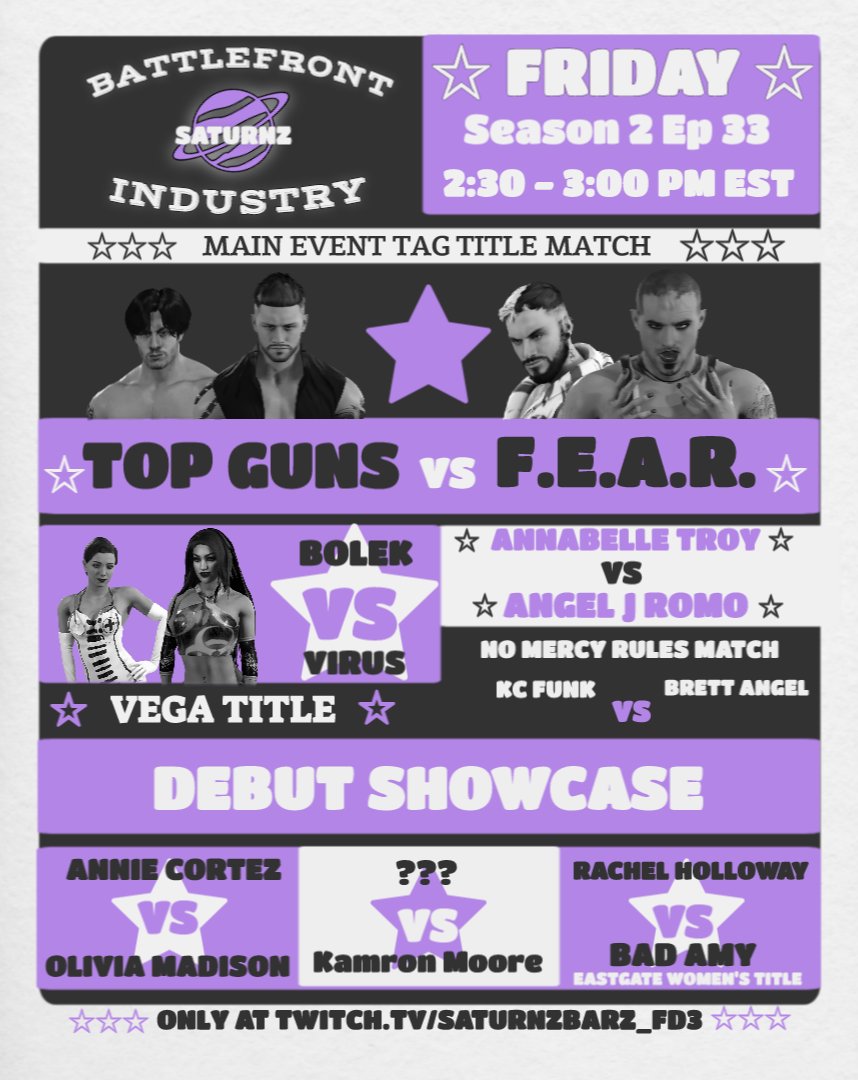 BFI_SATURNZ's tweet photo. New design and everything! Big episode as champions defend their gold, first ever no mercy rules match and so much more this Friday on twitch that you don't wanna miss! https://t.co/awQyUEHb9n