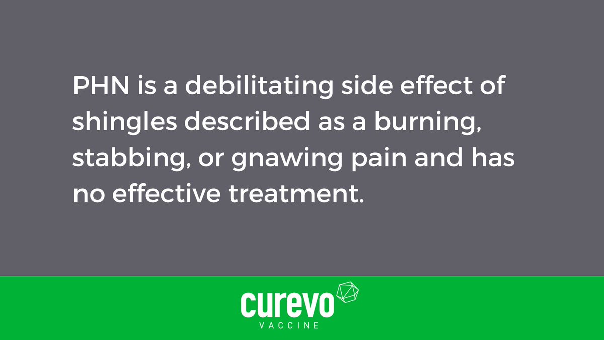 Post-herpetic neuralgia (PHN) is a lasting neurological condition suffered by 10-18% of the estimated 1,000,000 US adults who get shingles each year. Often described as a burning, stabbing, or gnawing pain, it can be very debilitating. There is no effective treatment for PHN.