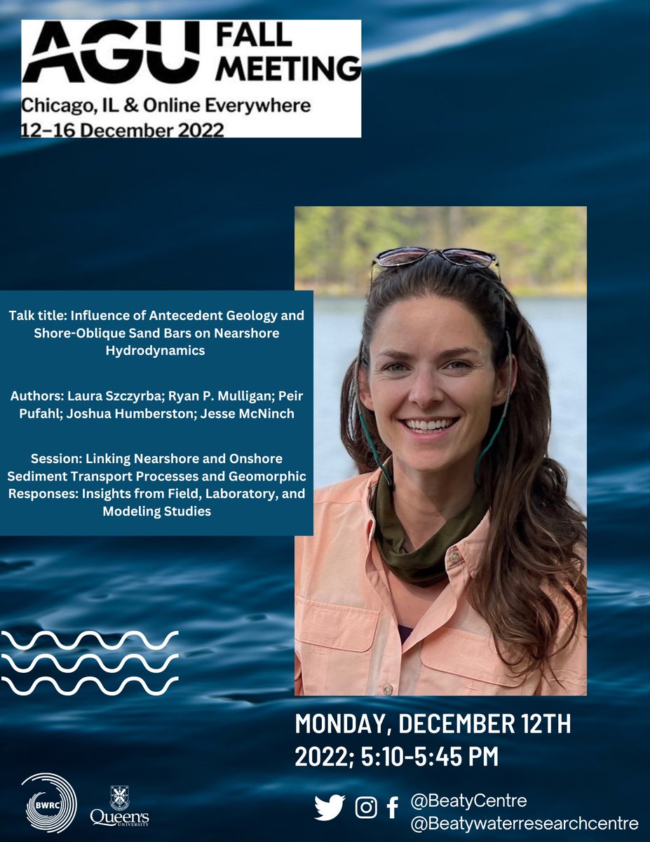 Beaty Water Research Centre (@beatycentre) on Twitter photo <a href="/laura_szczyrba/">Laura Szczyrba, Ph.D.</a> will be giving her talk on: “Influence of Antecedent and Shore-Oblique Sand Bars on Nearshore Hydrodynamics today at #AGUFallMeeting <a href="/laura_szczyrba/">Laura Szczyrba, Ph.D.</a> will be giving her talk on: “Influence of Antecedent and Shore-Oblique Sand Bars on Nearshore Hydrodynamics today at #AGUFallMeeting