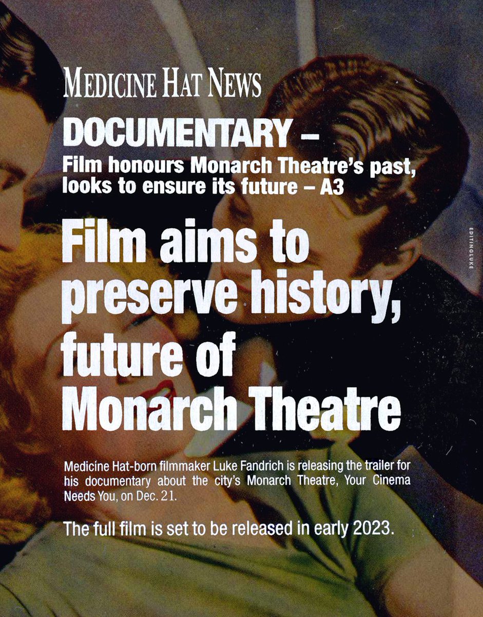 fandrix's tweet photo. New trailer for my latest documentary coming soon! https://t.co/CJEaZmEXqM

#medicinehat #monarchtheatre #editingluke https://t.co/u7vFeDTSji