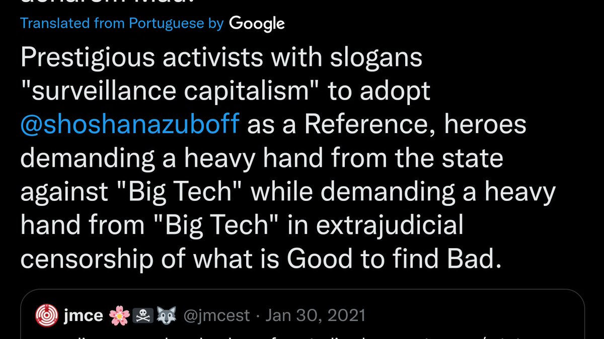 People who talk about #SurveillanceCapitalism are generally amongst the first to be helping the state remove liberties from people in the name of protecting them.

At best, an instance of the "…only ever imagining themselves to be in charge"—problem.

At worst: totalitarianism.