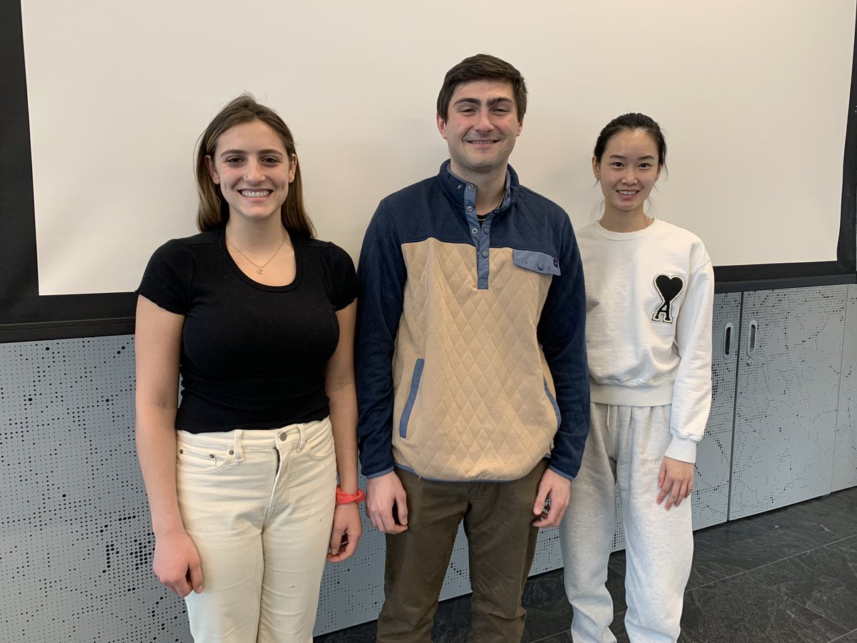 Watch out for these talented @FischbachLab undergraduate researchers - Marlee Pincus, Erik Herrscher and Yiwei Yan. They did an awesome job describing their projects today and come from 3 different programs! @CornellBME @CornellCIS and @CornellEng Biological Engineering