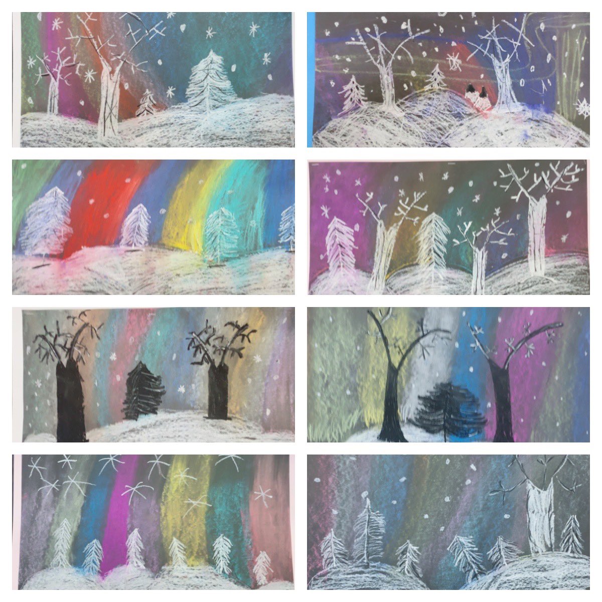 mrs_bbp's tweet photo. 2AMK Northern Lights winter landscapes are breathtaking! Chalk and oil pastels helped them create these gorgeous effects and images. @BPESchool @BBPArtandMusic @BBPSchools https://t.co/17UKhRTp1e