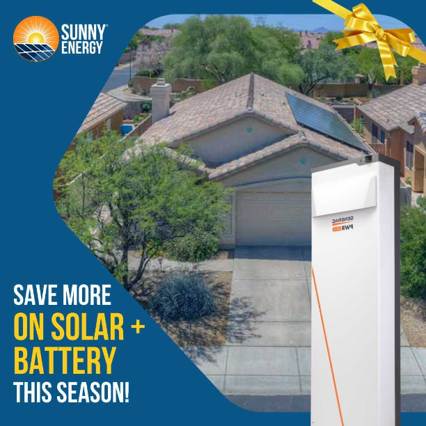 SunnyEnergyNow's tweet photo. Looking to install solar + battery? Only a few days left to take advantage of the best battery deal this year! For a limited time (until December 16th, 2022) save $4,000 on a PWRcell battery and get a bonus $1,000 From Sunny Energy. Learn more at https://t.co/nQSRx7N82e https://t.co/oQGyBLTS8z