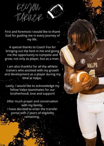 Keyon06's tweet photo. THANK YOU VALPO ❤️4eva 

Valpo 21-22’ Career*
- Finalist for Jerry Rice Award (21’)
- Freshman All-American (2021)
- FCS POTW Hon Mention (2021)
- 1x All PFL First Team (2021)
- 1x All Conf. Honorable Mention (22’) https://t.co/572o0F4k7v