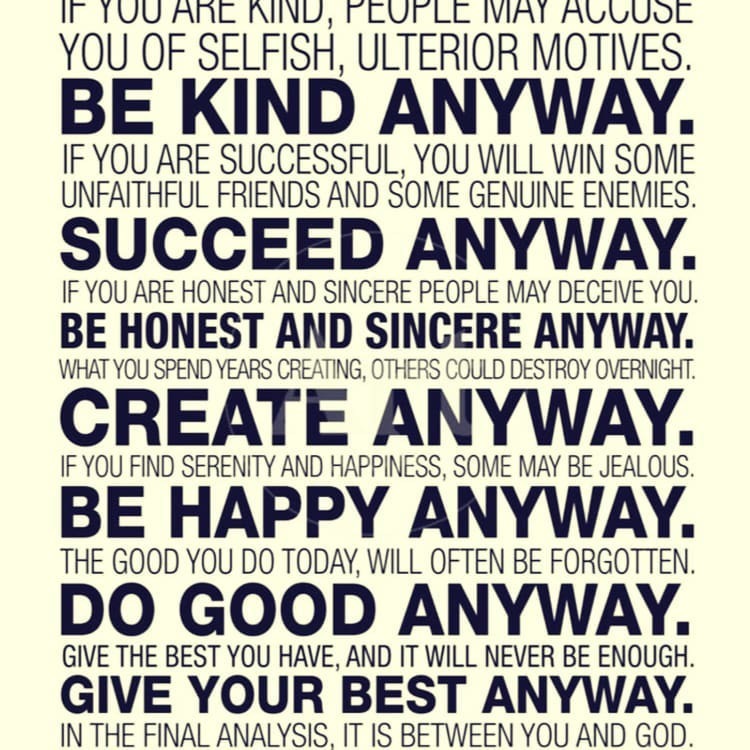 MKKCollections's tweet photo. The power of living your life "anyway" from Mother Teresa, regardless of how others respond💛
#mkkcollections #doitanyway #mondaymotivation #spreadkindness #motherteresa #livelifetothefullest https://t.co/MSeX2H1xk7 https://t.co/zpMaZ57h5a
